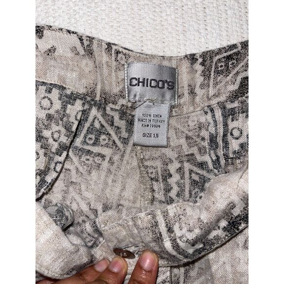 Chico’s Women's Linen Pants Sz 1.5 (8/10) Tribal Aztec Boho African Print - Picture 2 of 5